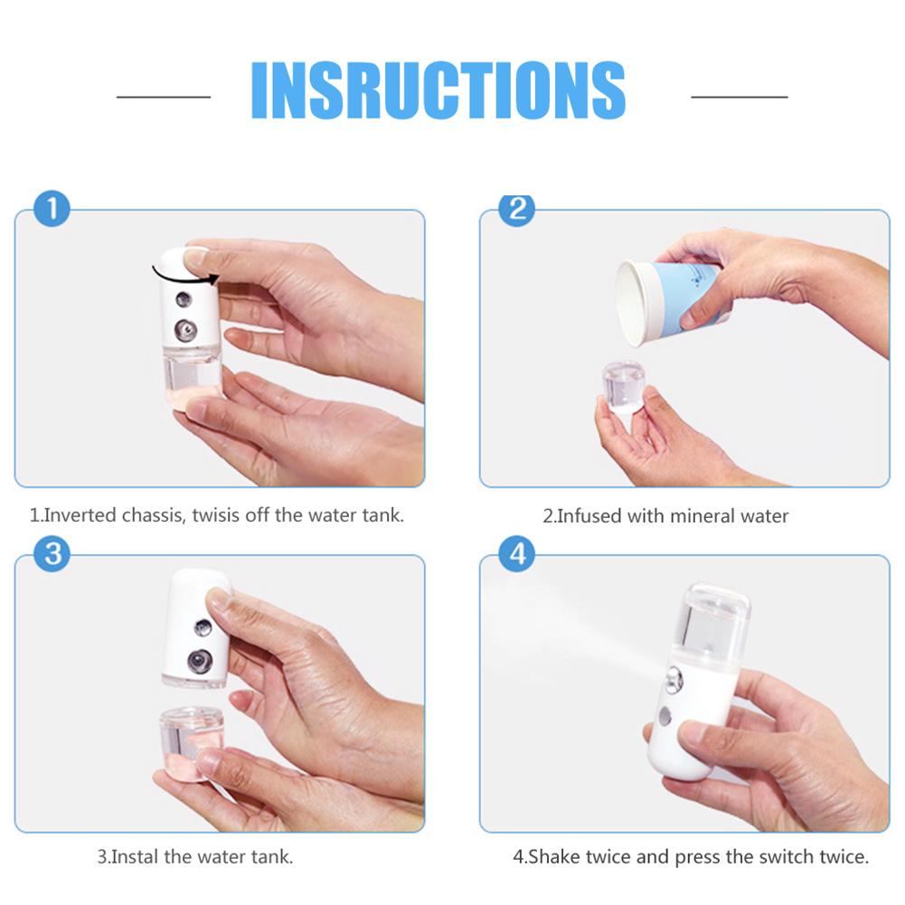 30ML Portable Facial Steamer Face Sprayer USB Nebulizer Nano Facial Steamer Humidifier Hydrating Women Beauty Skin Care Tools