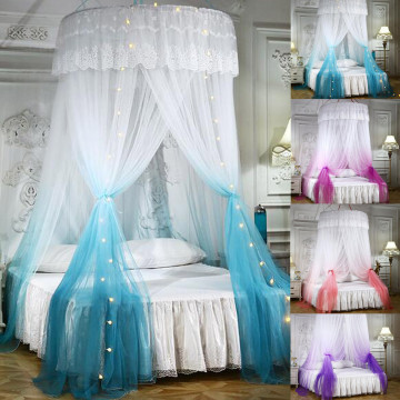 Large Foldable Romantic Colors Gradient Princess Bed Curtain Tent Mosquito Net Home Dome Bed Canopy with Hook Ceiling-Mounted
