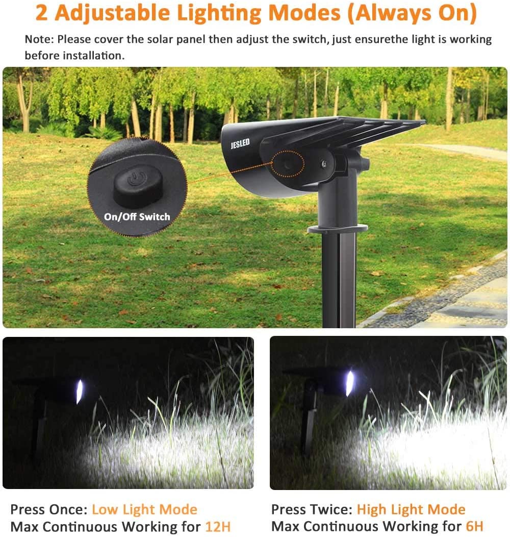 2PCS LED Solar Landscape Spot Lights Lawn Lamps Warm White Outdoor Lighting 14 LED Solar Powered Spotlights Yard Garden Path