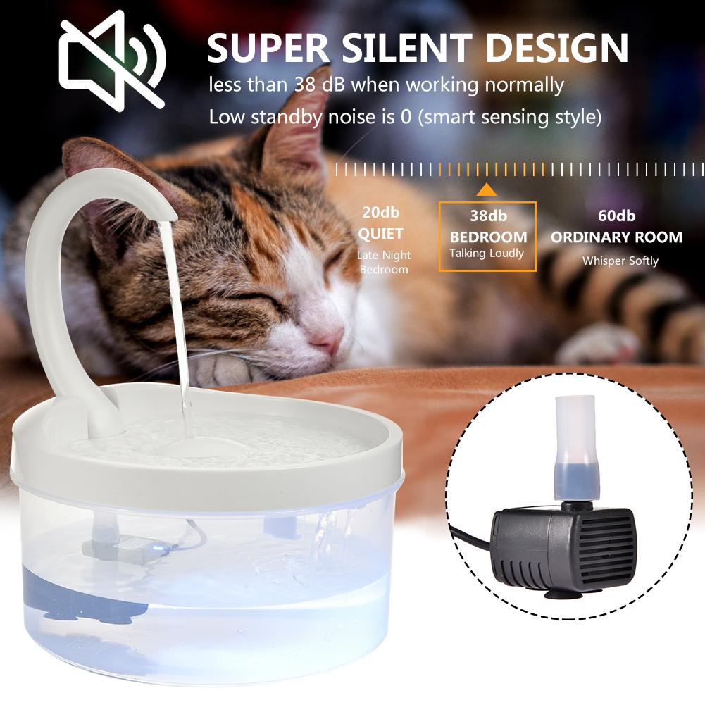 2L USB Pet Water Fountain Cat Water Dispenser Automatic Drinking Fountain with LED Light for Cats Dogs Swan Neck Shaped Pet