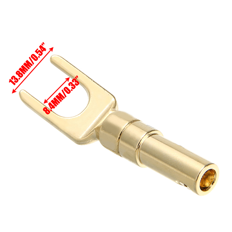 4pcs/lot Gold Plated Speaker Plug Connecter Type Y Spade Speakers Plugs Audio Screw Fork Connector Adapter