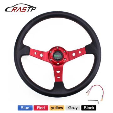 RASTP-14inch 350mm Deep Dish Drifting Steering Wheel Universal PU Aluminum Car Auto Racing Sport Steering Wheel RS-STW020-TP