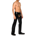 Simple Latex Chaps With Metal Zip Inside Legs Latex Long Trousers With Underwear Breifs