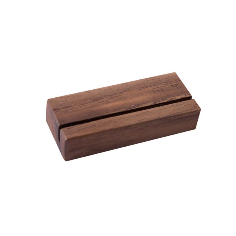 Black Walnut Wooden Numbers Photo Display Stand Business Card Holder Name Memo Clips Office Desk Organizer Dinner Party