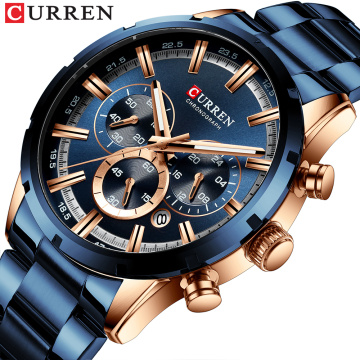 2021 New CURREN Top Brand Mens Watches Luxury Chronograph Sport Waterproof Quartz Watch Men Full Steel Business Clock Wristwatch