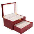 Free shipping 20 Slots Watch Display Box Red MDF Brand Watches Box Case Fashion 20 Grids Two Layers Watch Storage Gift Box M064