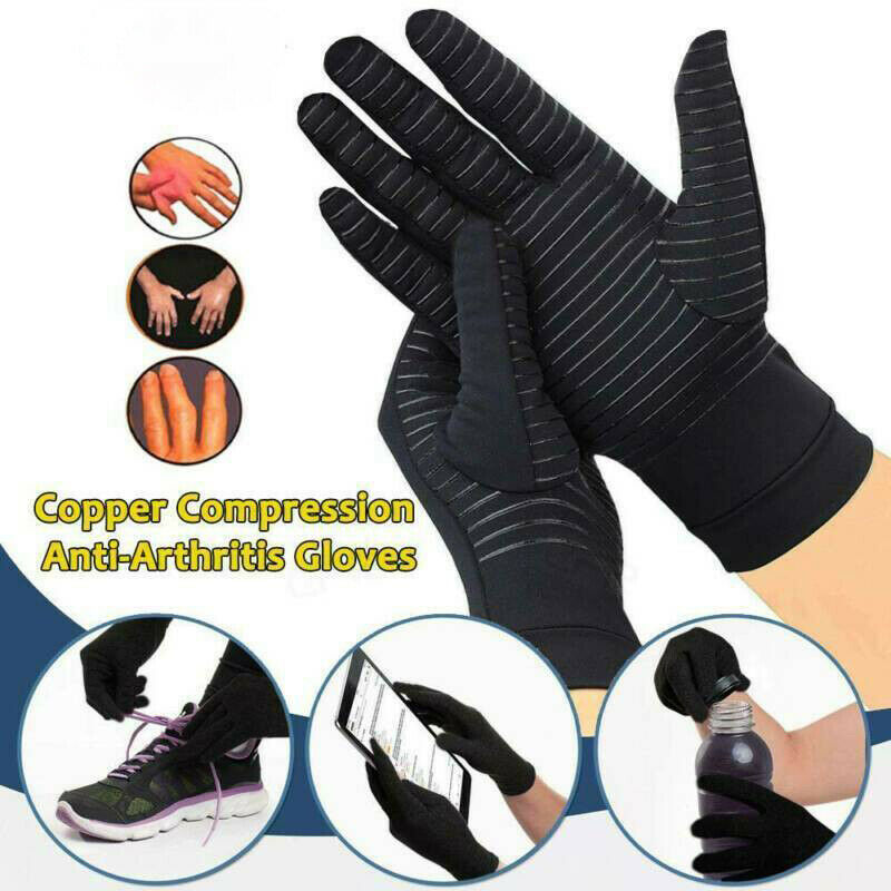 Arthritis Compression Gloves Full Finger Black Mittens Relieve Arthritis Rheumatoid Carpal Tunnel tendonitis Pain Copper Gloves