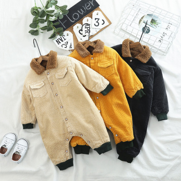 Baby Rompers Winter Baby Boys Jumpsuits Corduroy Infant Girls Rompers Winter Baby Outfit Thicken Lining Baby Rompers