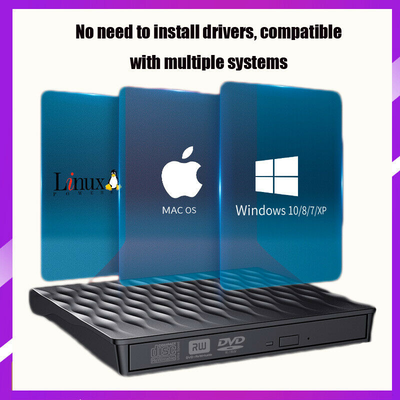 2020 External Portable DVD RW Drive Slim USB 3.0 DVD/CD Re-Writer Burner Reader