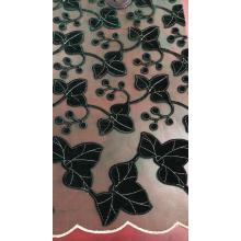 Black Leaves Design Mesh Embroider Fabric