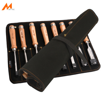 8PCS GOUGE SET CANVAS POCKET STORAGE TOOL BAG ROLL HOLDER WOOD CARVING CHISELS TOOLS 8, 10, 12, 14, 16, 18, 22, 28MM