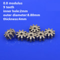10pcs/lot Iron Gear 9 Teeth Inner Bore 2mm 0.8 Modulus for Model Motor Shaft Gear