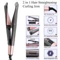 2 in 1 Twist Hair Curling & Straightening Iron Hair Straightener Hair Curler Wet & Dry Flat Iron Tourmaline Ceramic Hair Curler