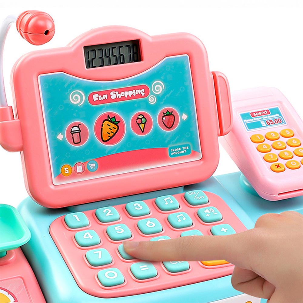 24Pcs Electronic Mini Simulated Supermarket Cash Register Kits Toys Kids Checkout Counter Role Pretend Play Cashier Girl Toy