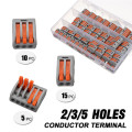 Excellway 30Pcs 2/3/5 Holes Spring Conductor Terminal Block Electric Cable Wire Connector Quick Connect Terminal with Box