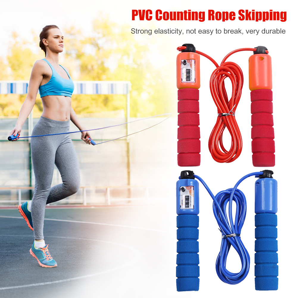 Adjustable Jump Rope with Counter Foam Padded Handle Sports Skipping Rope