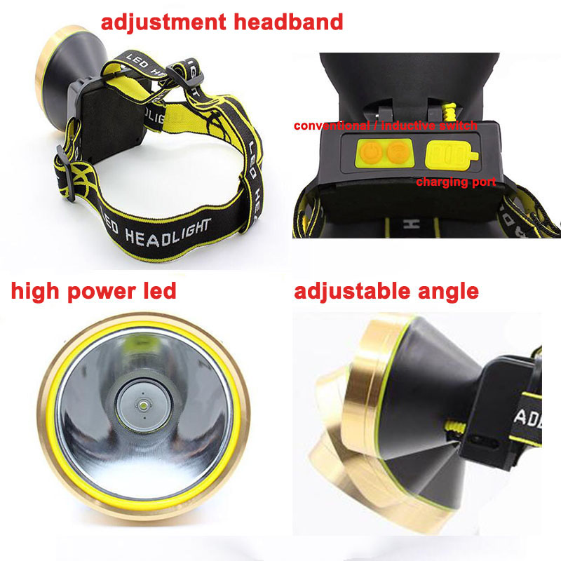 T6 LED Powerful Sensor Headlamp Rechargeable Headlight Usb Charging Frontal Head Searchlight Torch Flashlight Built-in Battery