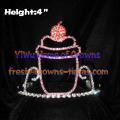 4inch Cupcake Crystal Crowns With Combs