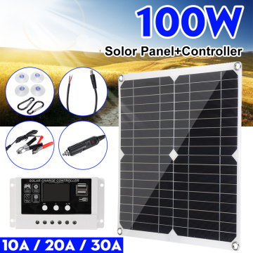 100w Solar Panel Dual 12v/5v USB With 30A Controller Waterproof Solar Cells Poly Solar Cells for Car Yacht RV Battery Charger
