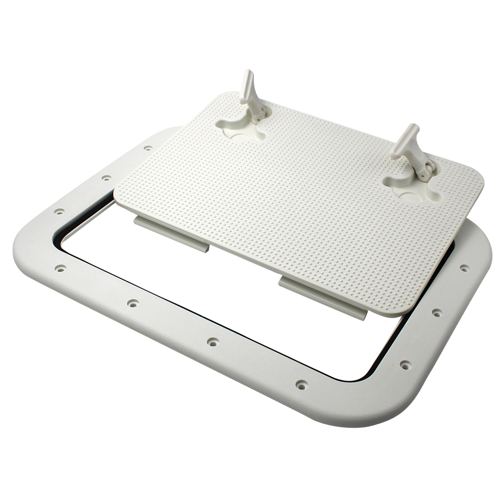WHITE MARINE BOAT DECK ACCESS HATCH & LID 42.5cm x 31.5cm x 2cm Non-Slip Surface Durable Sealed Rubber Strip