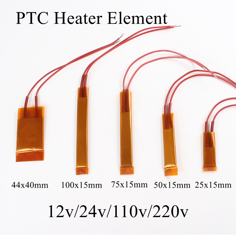 25x15mm 12V 24V 110V 220V PTC Heater Element Constant Thermostat Insulated Thermistor Ceramic Air Heating Chip Tube Film 25*15mm