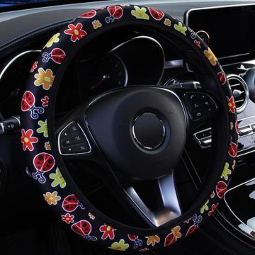 Car Steering Wheel Cover Flowers Print Anti-slip Car Styling Elastic 38cm Steering Covers Universal Interior Accessories