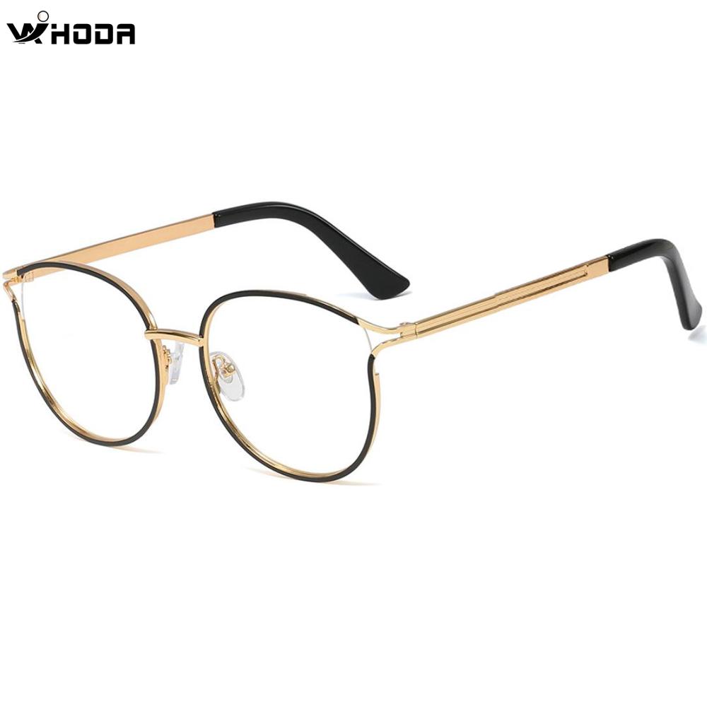 Female TR90 Round Cat Eyes Glasses Frames, Women Thin-edged Metal Prescription Optical Glass Frame for Myopia & Presbyopia F0219
