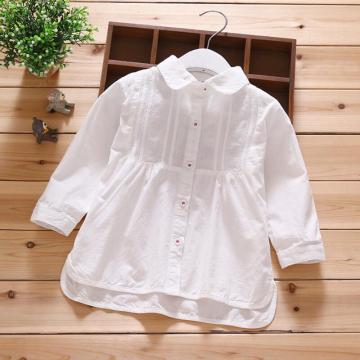 2017 Fall Spring Baby Toddler Clothes Solid White Cotton Girls Blouse Shirts Kids Children Long Sleeve Girl Tops Blouses JW3064