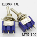 5pcs/lot Mini MTS-102 3-Pin G107 SPDT ON-ON 6A 125V 3A250VAC Toggle Switches Good Quality Free Shipping