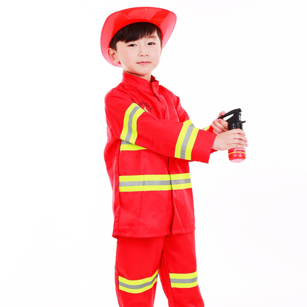 Umorden Kids Firefighter Cosplay Little Fireman Firemen Costume Uniform for Boy Child Halloween Carnival Party Costumes