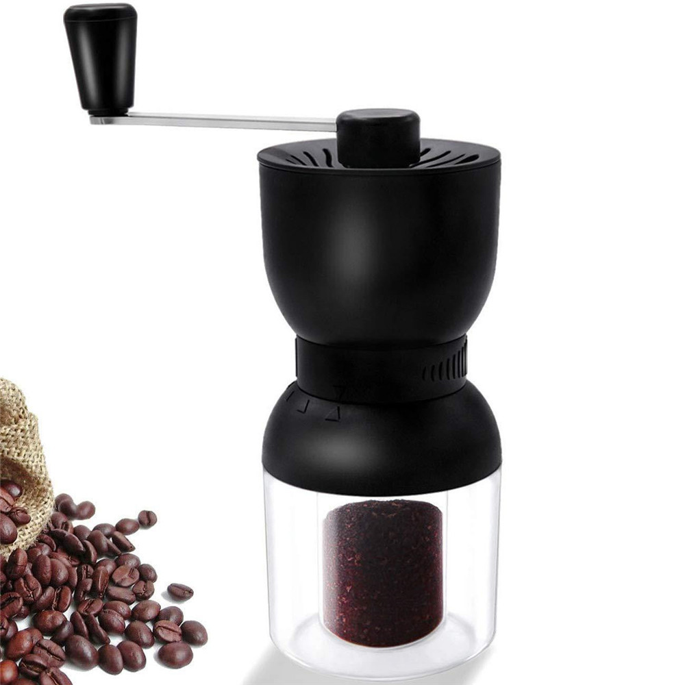 Practical Manual Coffee Grinder Black Acrylic Coffee Bean Mills with Rocker Espresso Coffee Latte Mocha Kitchen Grinding Tools
