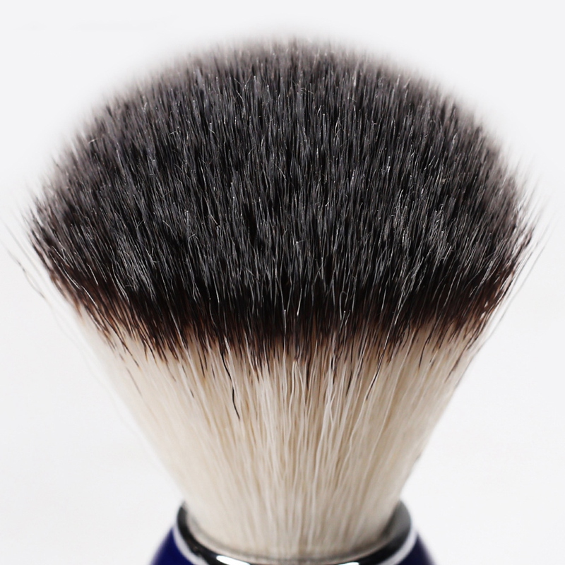 Men Shaving Brush Natural Nylon Hair Straight Razor Shave Barber Face Cleaning Blue Resin Handle Salon Tool