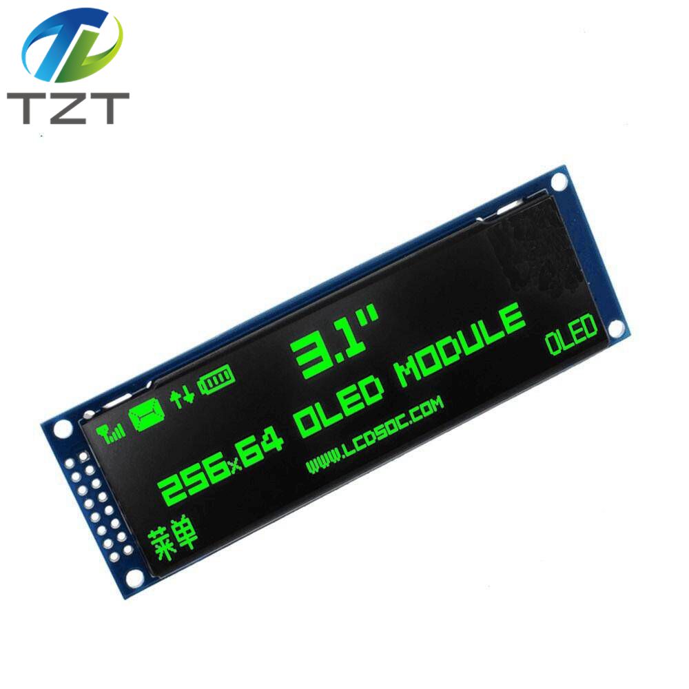 TZT Real OLED Display 3.12" 256*64 25664 Dots Graphic LCD Module Display Screen LCM Screen SSD1322 Controller Support SPI