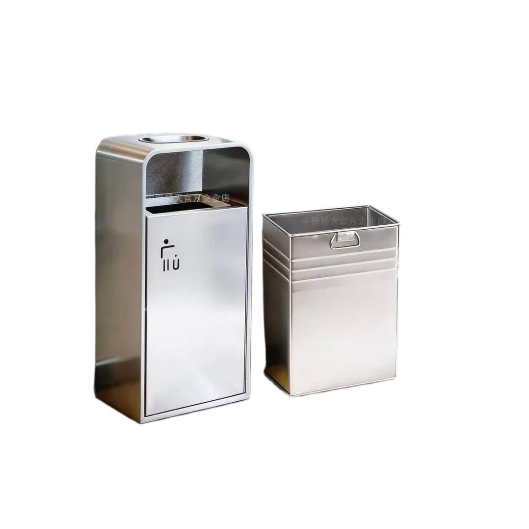 Stainless steel commercial trash can