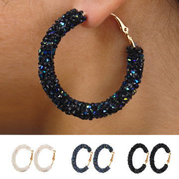 Double Fair Sparkle Hoop For Women Punk Rock Big Crystal Earrings Fashion Jewelry Personality Retro Exaggeration KAE157