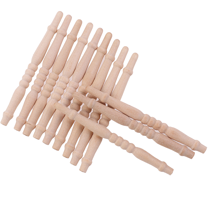 New DIY Spindles Balusters Wooden Dollhouse Miniature 1/12 Scale Stair Railing Furniture Toys 12pcs/lot