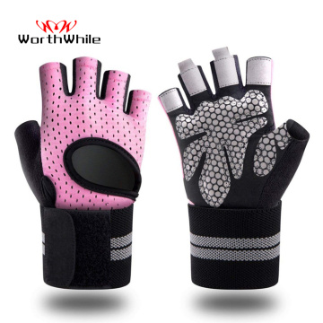 WorthWhile Half Finger Gym Fitness Gloves with Wrist Wrap Support for Women Men Crossfit Workout Power Weight Lifting Equipment