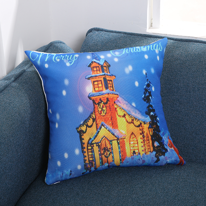 New Cushion Cover Christmas Atmosphere Printing Outdoor Waterproof Pillow Cover Sofa Seat Family Decoration 35 Cm ×35 Cm