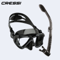 Cressi PANO4 + DRY Snorkeling Set Silicone Skirt Four-Lens Panoramic Scuba Diving Mask Dry Snorkel for Adults