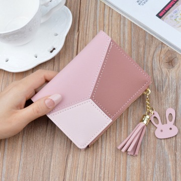 2020 Geometric Women Cute Pink Wallets Pocket Purse Card Holder Patchwork Wallet Lady Female Fashion Short Coin Burse Money Bag