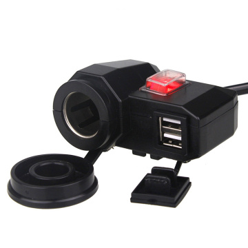 12V Motorcycle Cigarette Lighter Socket Splitter Power Adapter With Dual USB Charger Waterproof Motorcycle Charger Universal