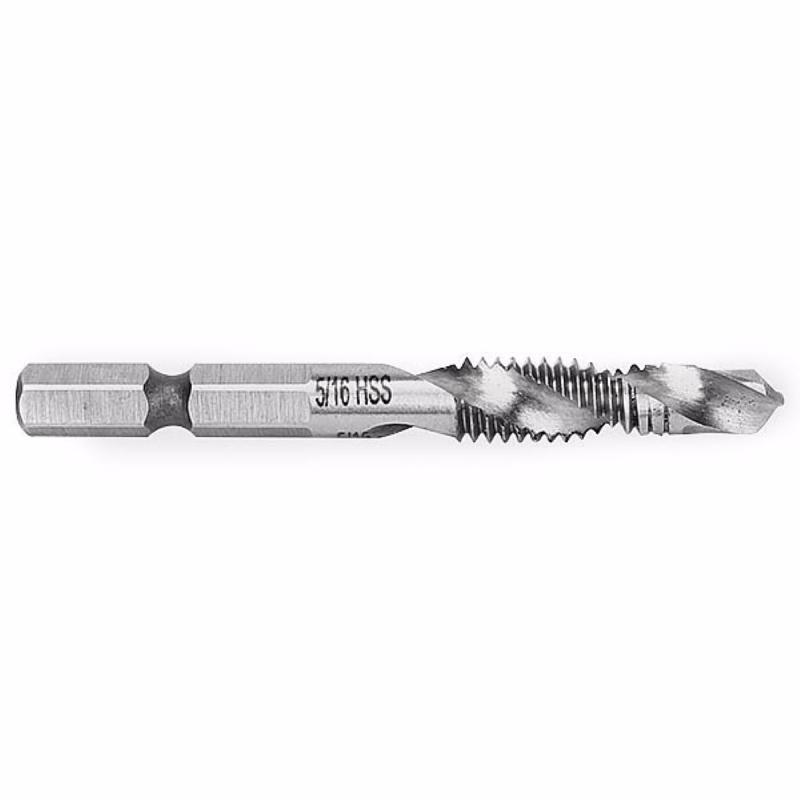 DANIU 6pcs 1/8 - 3/8 Inch BSW Thread HSS Combination Drill Tap Bit Set 1/4 Inch Hex Shank Deburr Countersink Bits High Quality