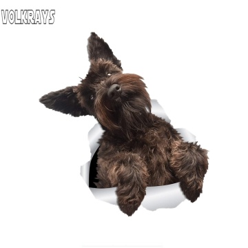 Volkrays 3D Brown Schnauzer Dog Car Sticker for Car Wall Toilet Kid's Room Luggage Skateboard Laptop Decal PVC,15cm*15cm