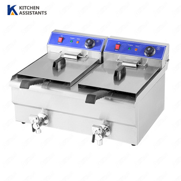 EF101V Electric counter top deep fryer commerical french chips potato chicken fryers with tanks baskets stainless steel