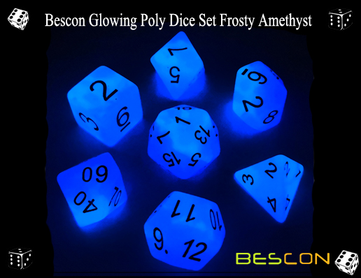 Bescon Glowing Poly Dice Set Frosty Amethyst-2