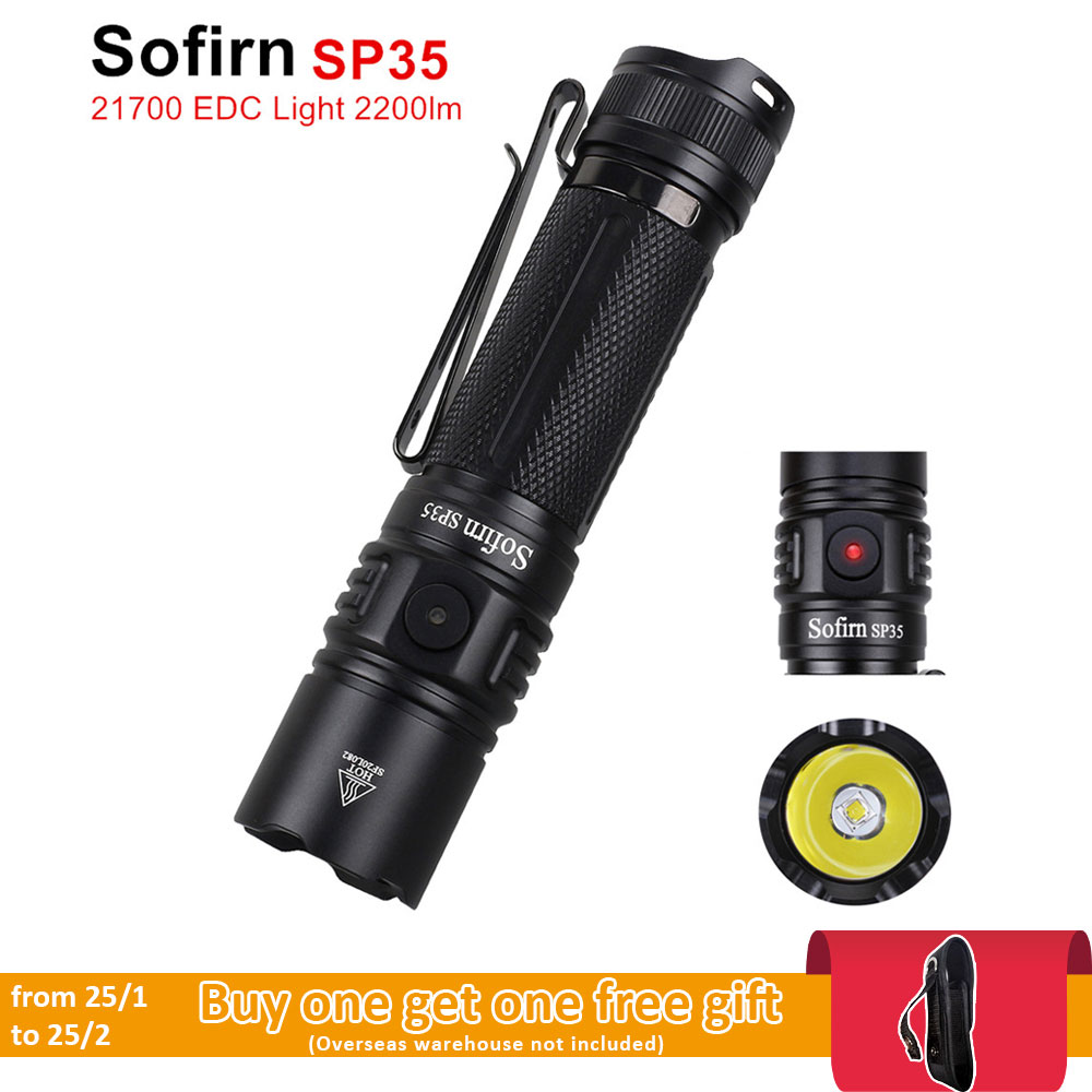 New Sofirn SP35 USB C 2A Rechargeable LED Flashlight 21700 SST40 2200lm Torch 2 Groups with Ramping Power Indicator in Stock
