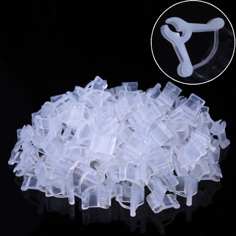 100Pcs Mini Transparent Plastic Grafting Clips Tomato Plant Supports Clamp Connects Vines Seeding Grafting Clips Garden Tool