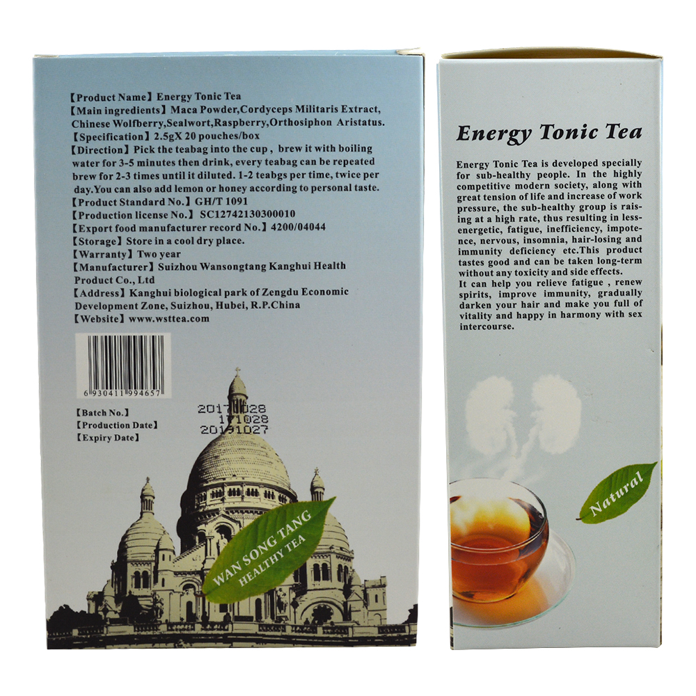 40 pcs/2 Packs Natural Energy tonic tea Anti-fatigue Aging Promote sleeping immunity sexual vitality Kidney Care vital drink tea