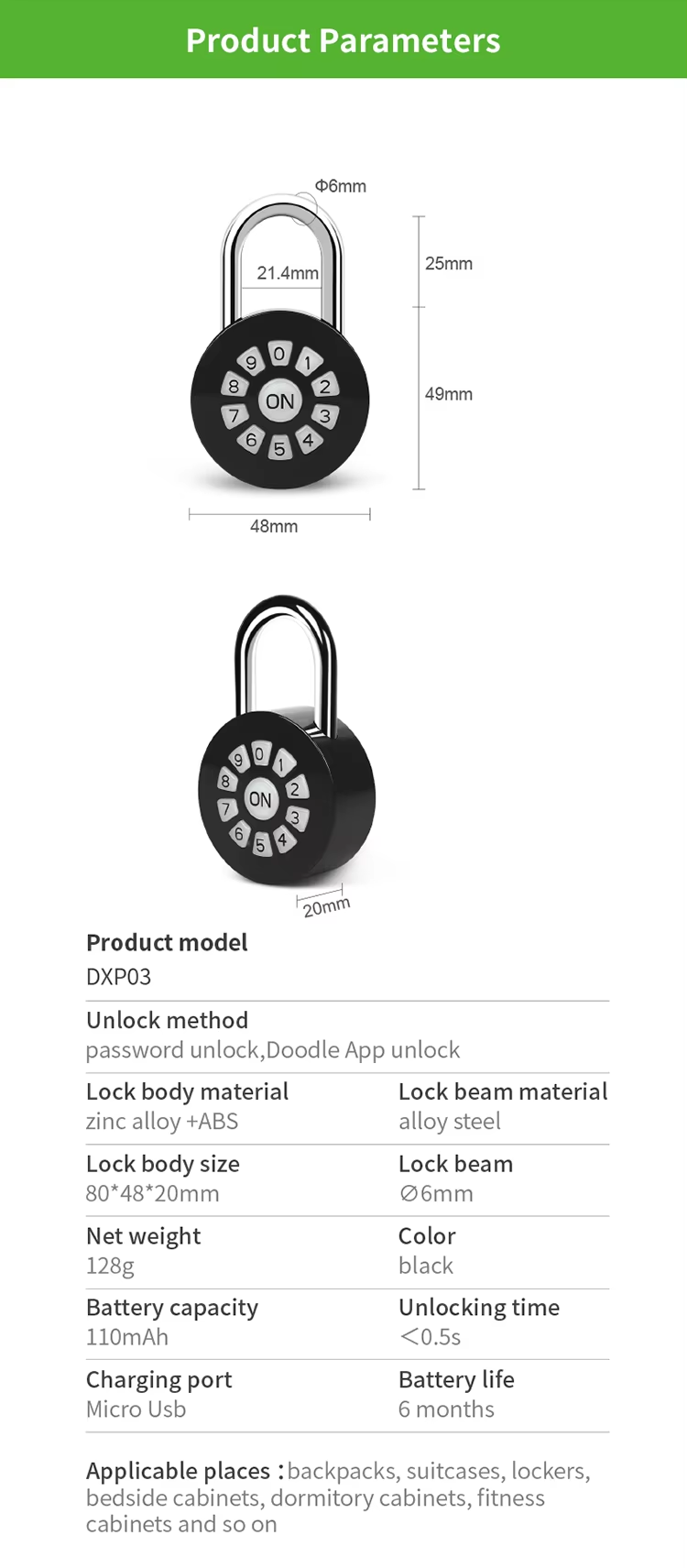 2 Electronic Password Padlock