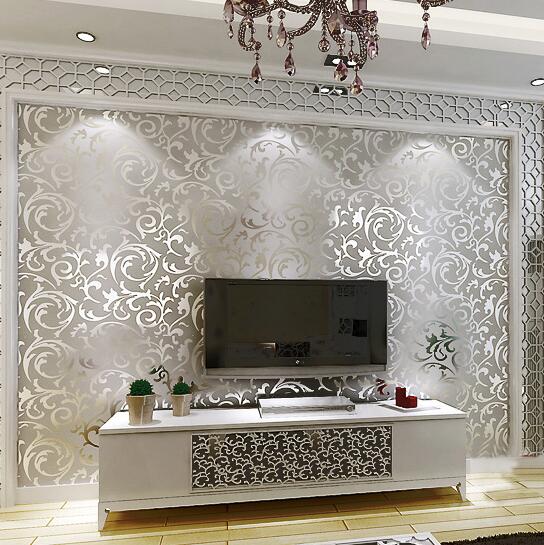 Silver Luxury Wallpaper Home Decor Modern Wall Coverings 10M Roll Metallic Vinyl Glitter Gold Foil Wall Paper